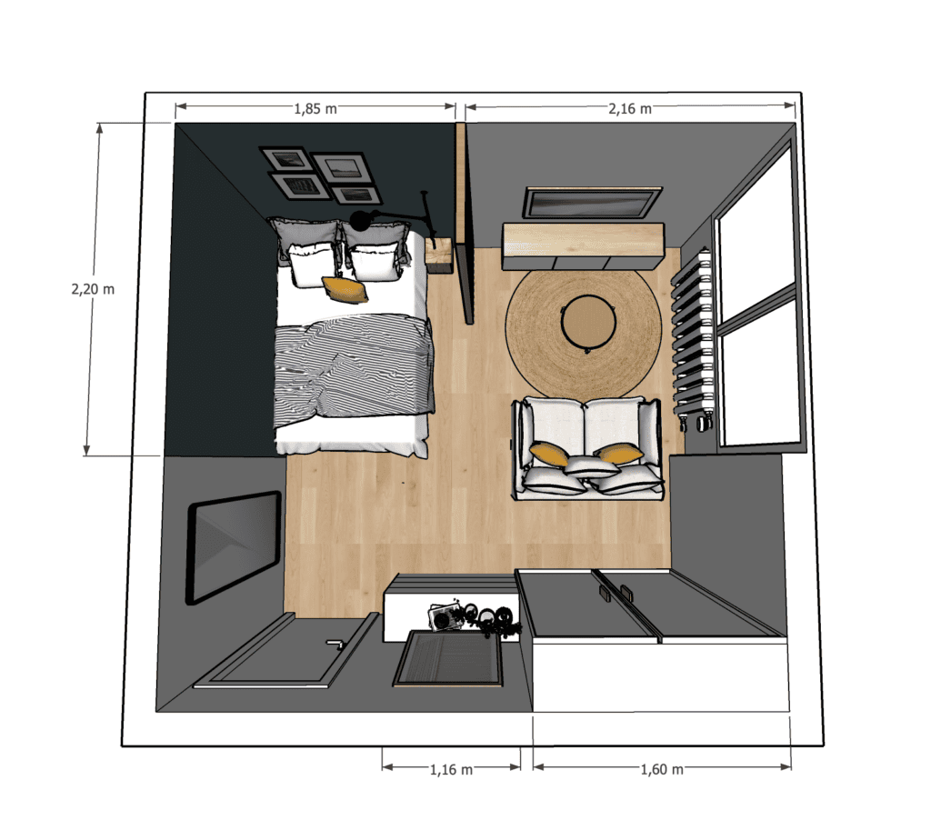 Agencement studio 20m2