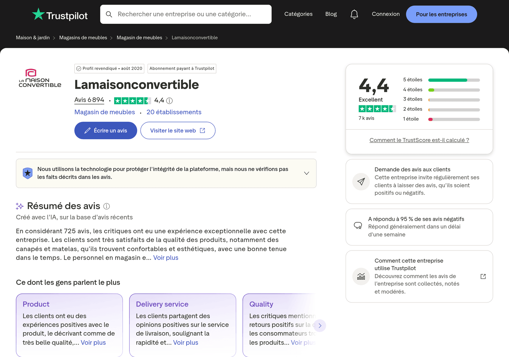 Avis La Maison du Convertible sur Trustpilot