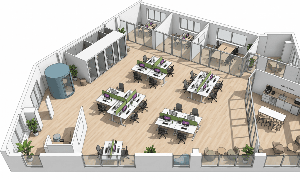 Architecture et plans de bureau d'entreprise