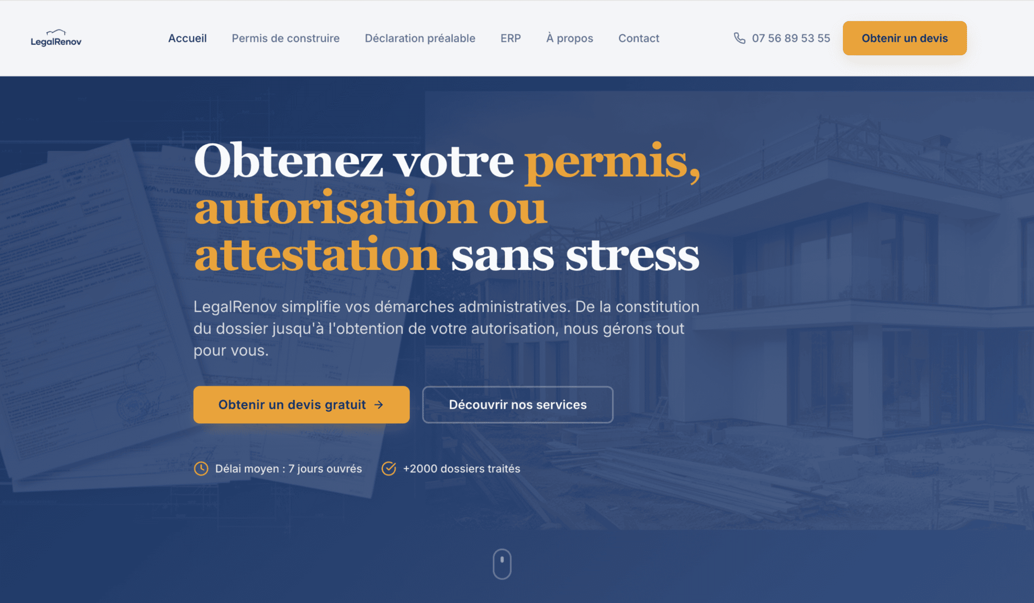 LegalRenov : déclaration préalable, permis de construire et dossiers ERP préparés à distance